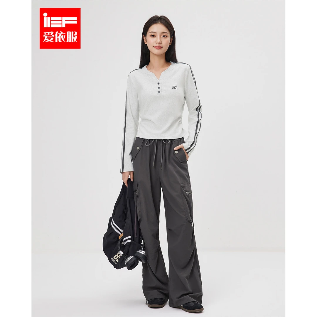 IEF/爱依服2025春季新款时尚两件套洋气休闲装工装拖地裤上下套装
