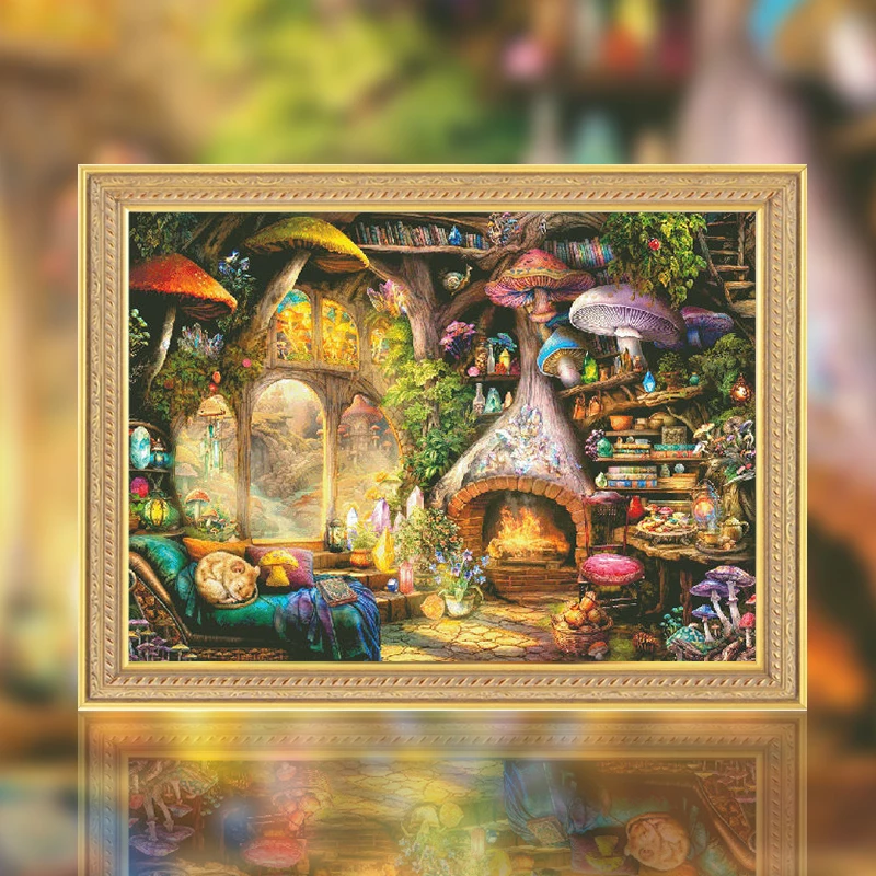 DMC十字绣新款正品蘑菇小屋套件小件自己绣手工DIY解压