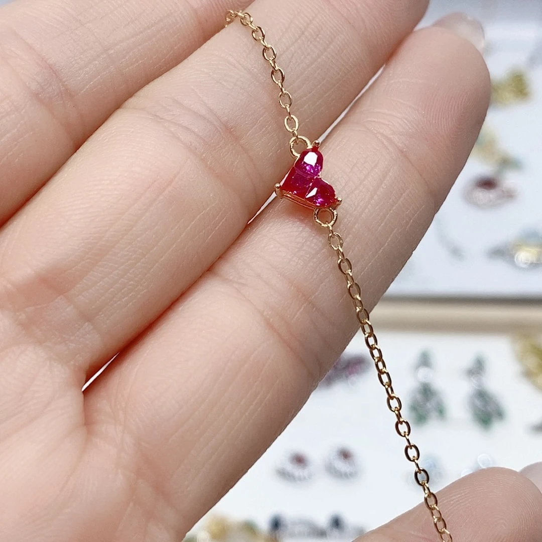 手链银S925镶嵌红宝石红刚玉大110