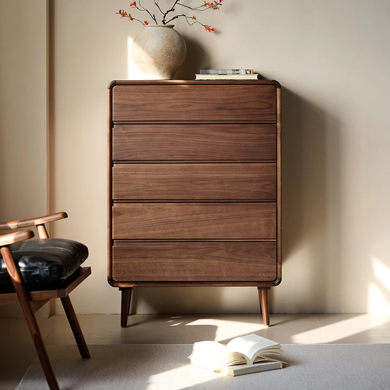 五斗柜六斗柜落地北美黑胡桃木实木斗柜北欧新家入住必备家具