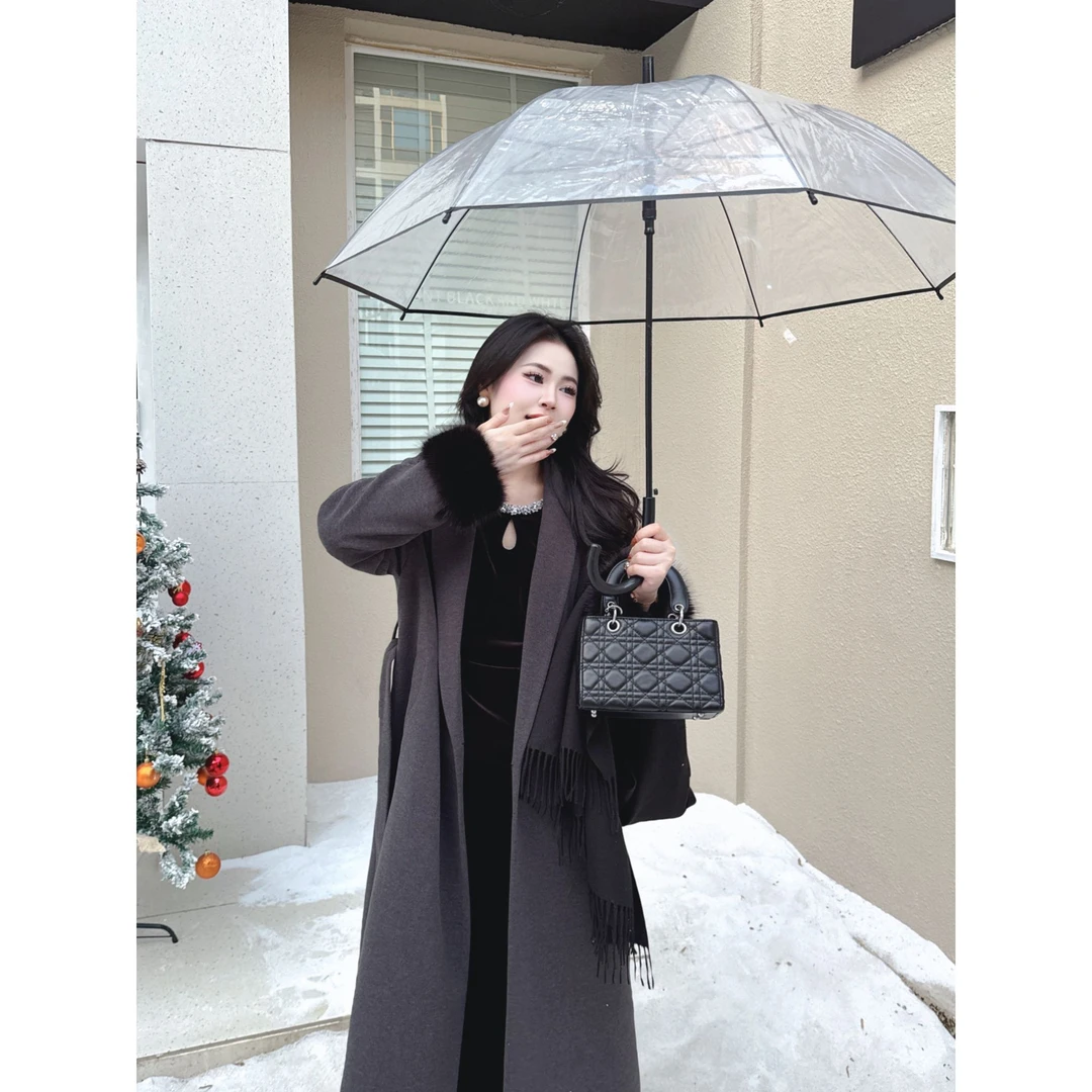 马上发【嘎嘎】冬季新款大衣气质长款保暖毛呢显瘦贵气外套 11090c