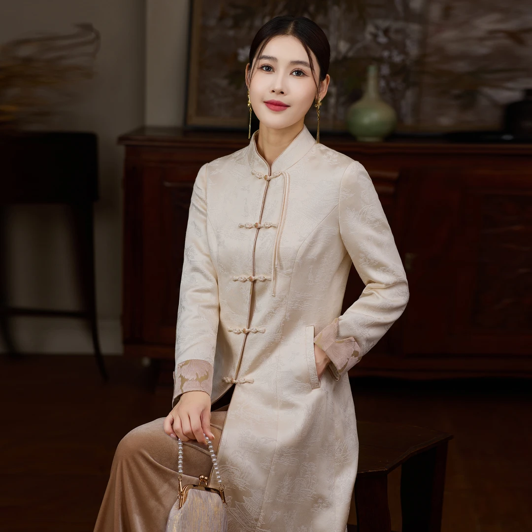 H354中式改良气质国风秋季套装女装2025新款上衣裤子汉服两件套裙