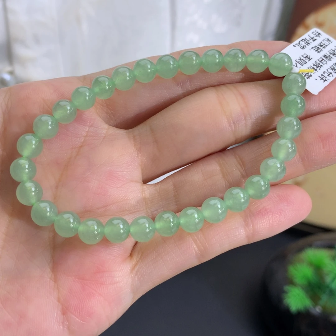翡翠未镶嵌手串卡6冰胶晴绿手串