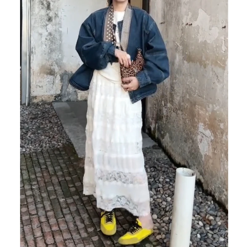 白色半身裙2025年春季新款爆款小个子女士显瘦蕾丝裙子时尚中长裙