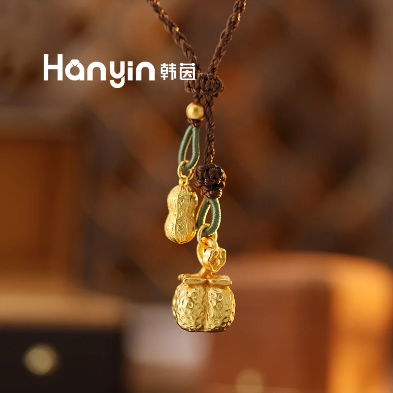 铜合金棉绳项链 好柿花生磨砂小柿子花生祥云精编绳抽拉项链