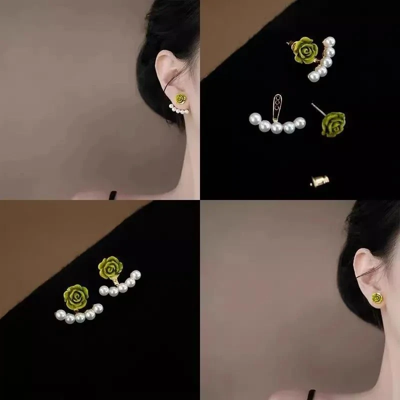 绿野仙踪 复古森系气质玫瑰耳钉两戴式耳饰女高级感气质花朵耳环