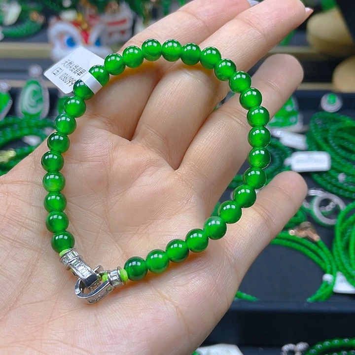 手链翡翠未镶嵌翡翠帝绿手链6