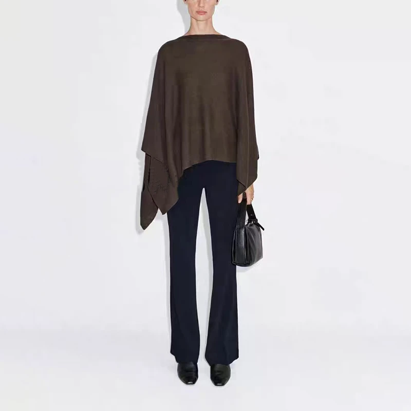 （小众设计感斗篷外搭）DP836秋冬新款宽松慵懒风针织套头上衣D