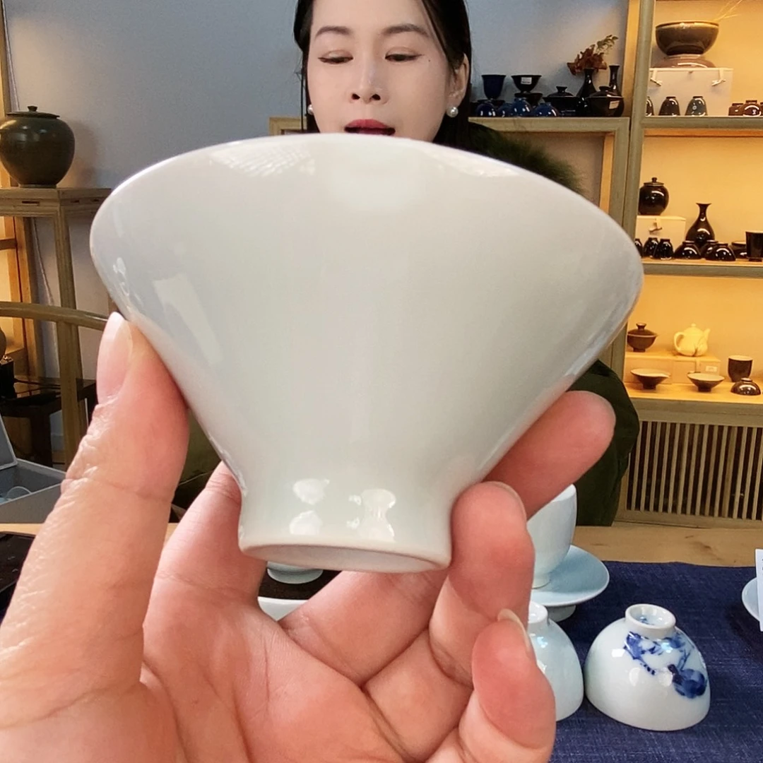 天予窑玉青斗笠杯