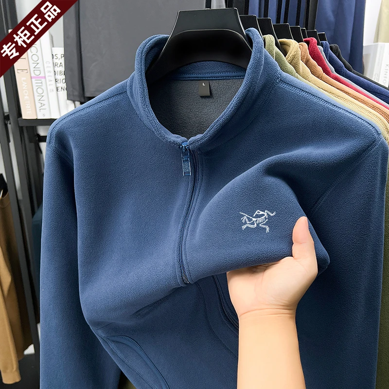 奥莱始祖刺绣鸟外套男秋冬季男装立领夹克户外运动保暖抓绒衫上衣