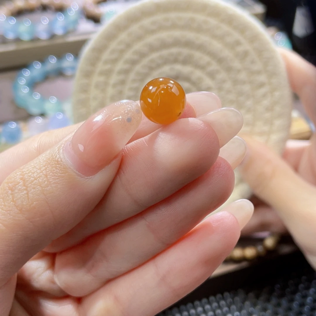 翡翠未镶嵌手链卡10.8橘红