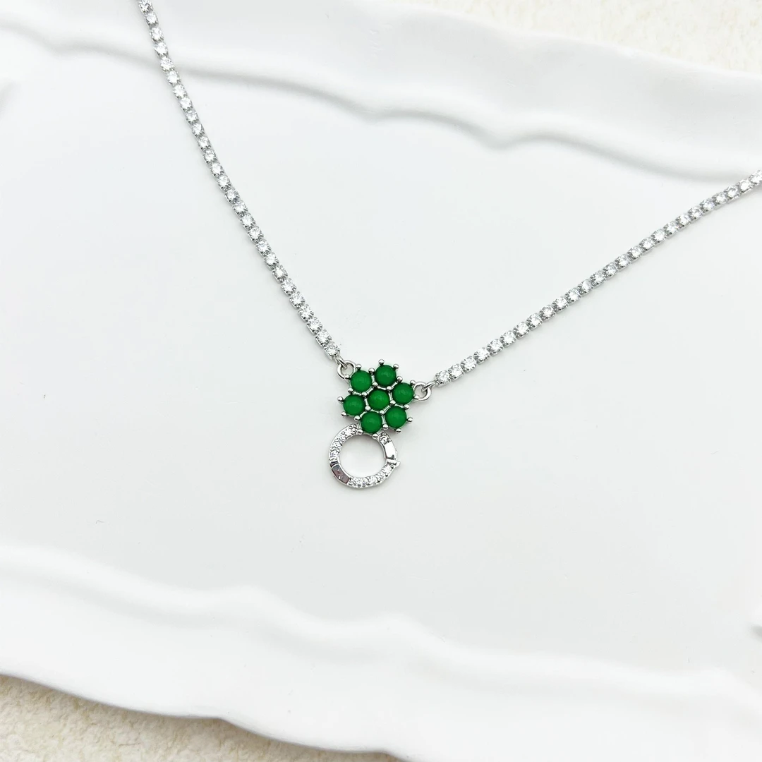 天然翡翠气质时尚精美百搭轻奢项链(12X5mm)~ABSX2010