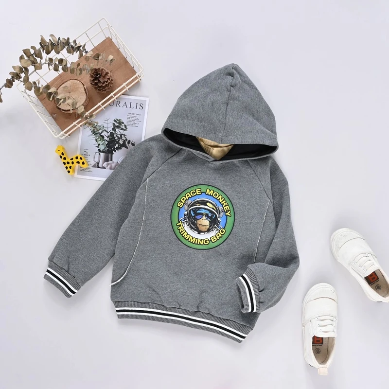 【优子壹家设计师款】儿童新款休闲针织连帽加绒T恤大童131111