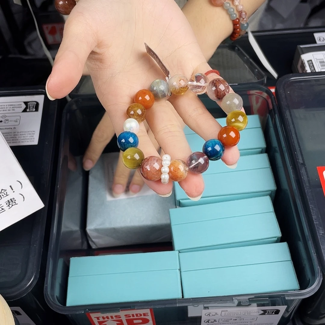 手串水晶银S925镀金镶嵌