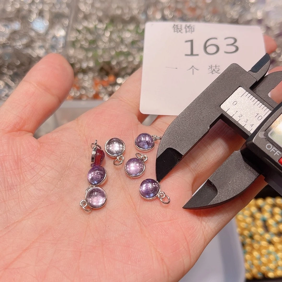 水晶珠宝半成品银S925镀金镶嵌163 。