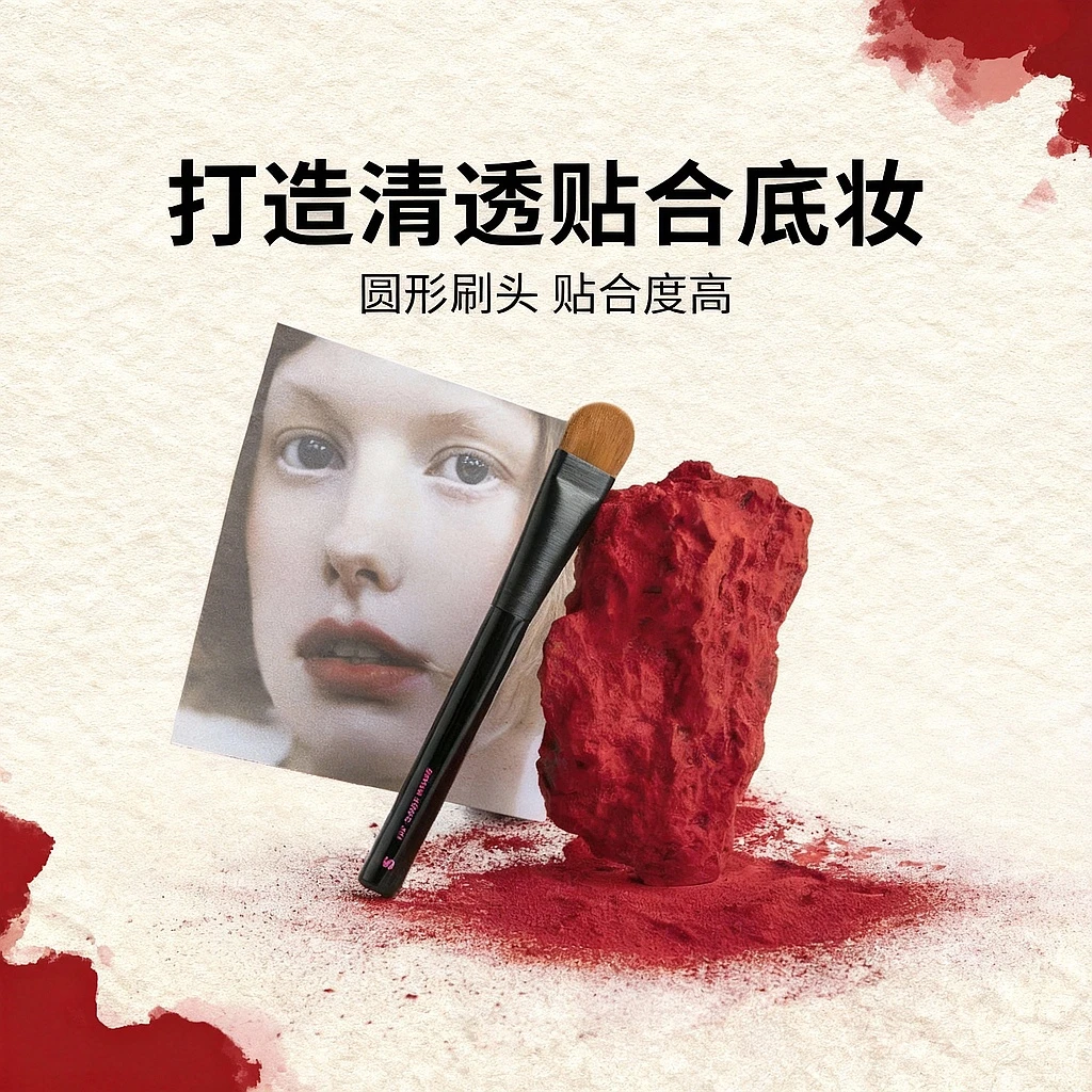 somestars化妆刷罗涛造型设计小桔粉底刷轻薄水光肌底妆粉底液刷