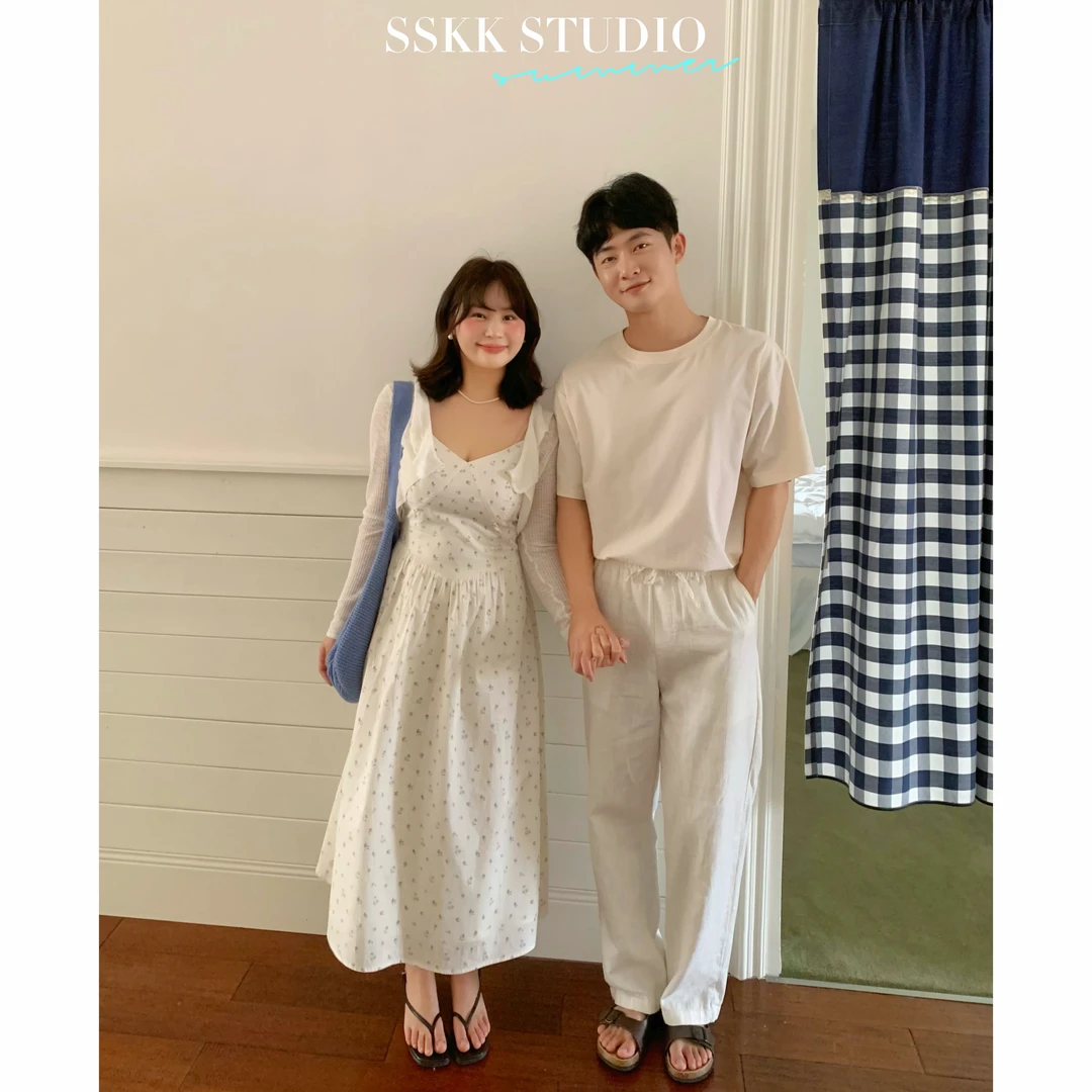 KMZY/KMZY山_山【花海小镇】微胖mm韩版V领清新碎花吊带收腰连衣裙