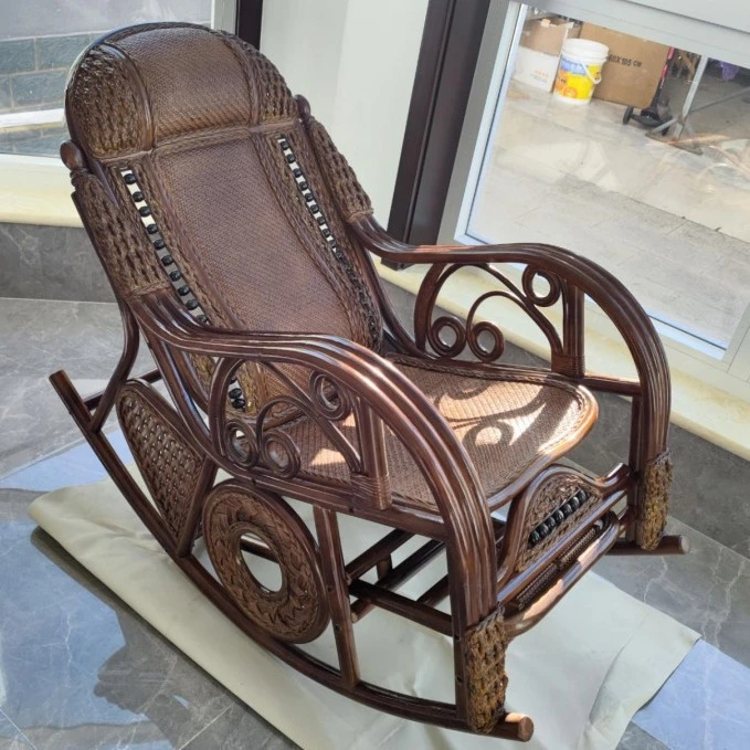 纯天然真藤摇椅大人摇摇椅躺椅老人藤编阳台家用送礼结实逍遥藤椅