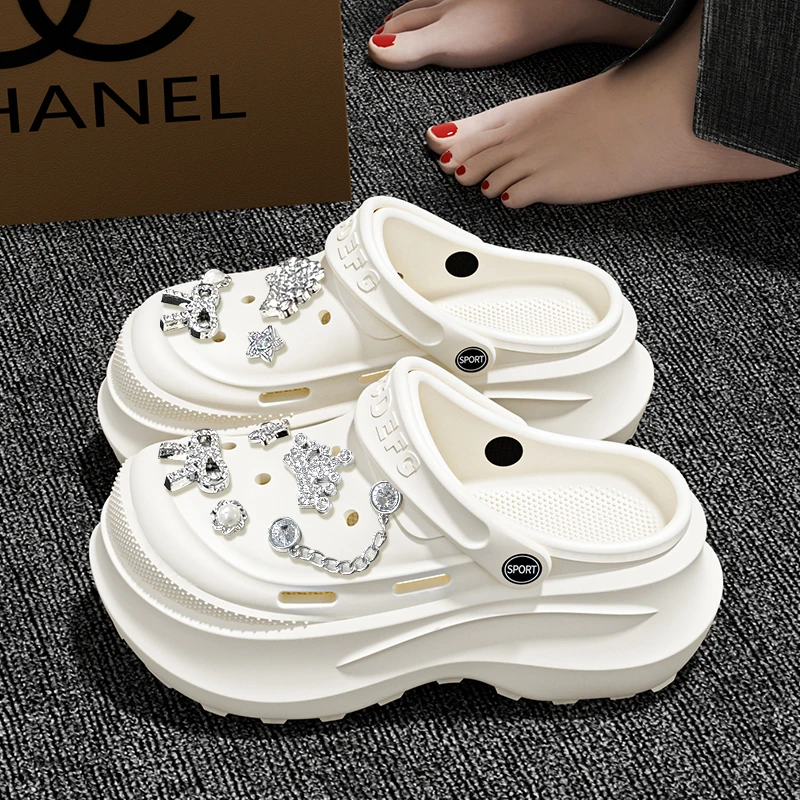 酷如意洞洞鞋女夏季出游百搭高级感防滑厚底增高透气凉鞋女鞋外穿