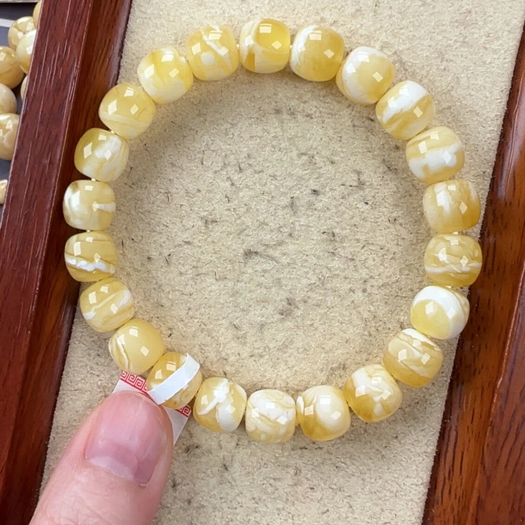 琥珀手链未镶嵌11.8金瓷白