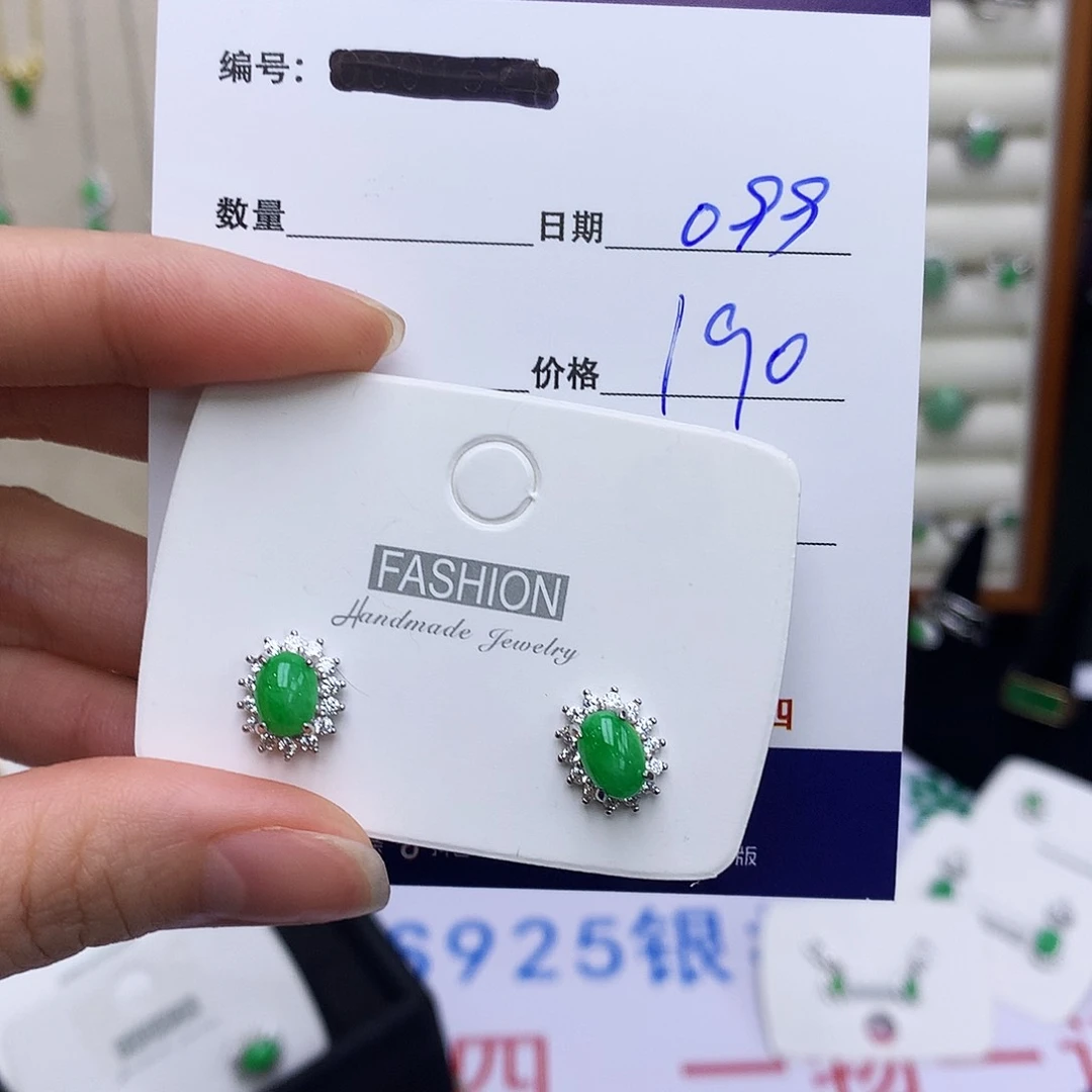 翡翠戒指银S925镶嵌099