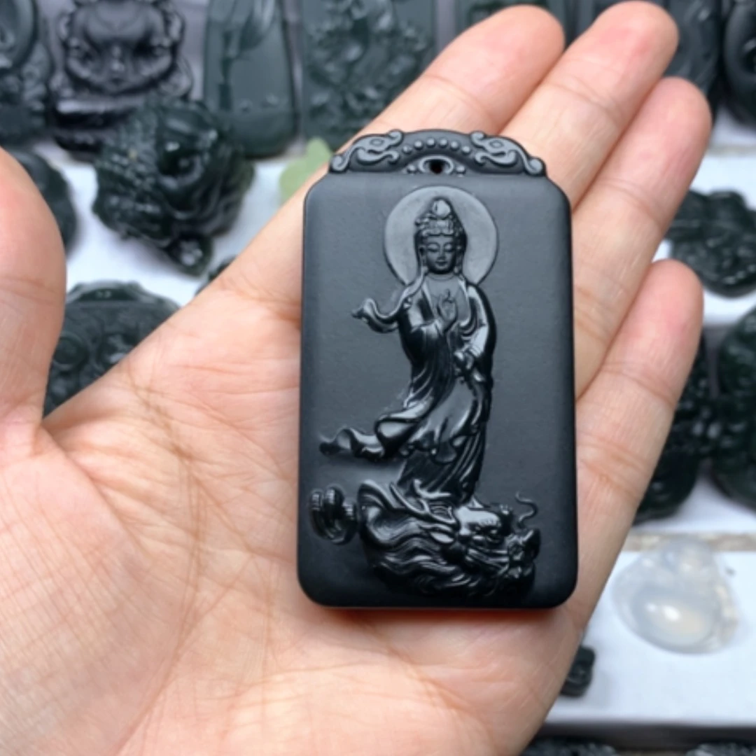 【闪购商品】颈饰未镶嵌和田玉（青玉）双面雕刻