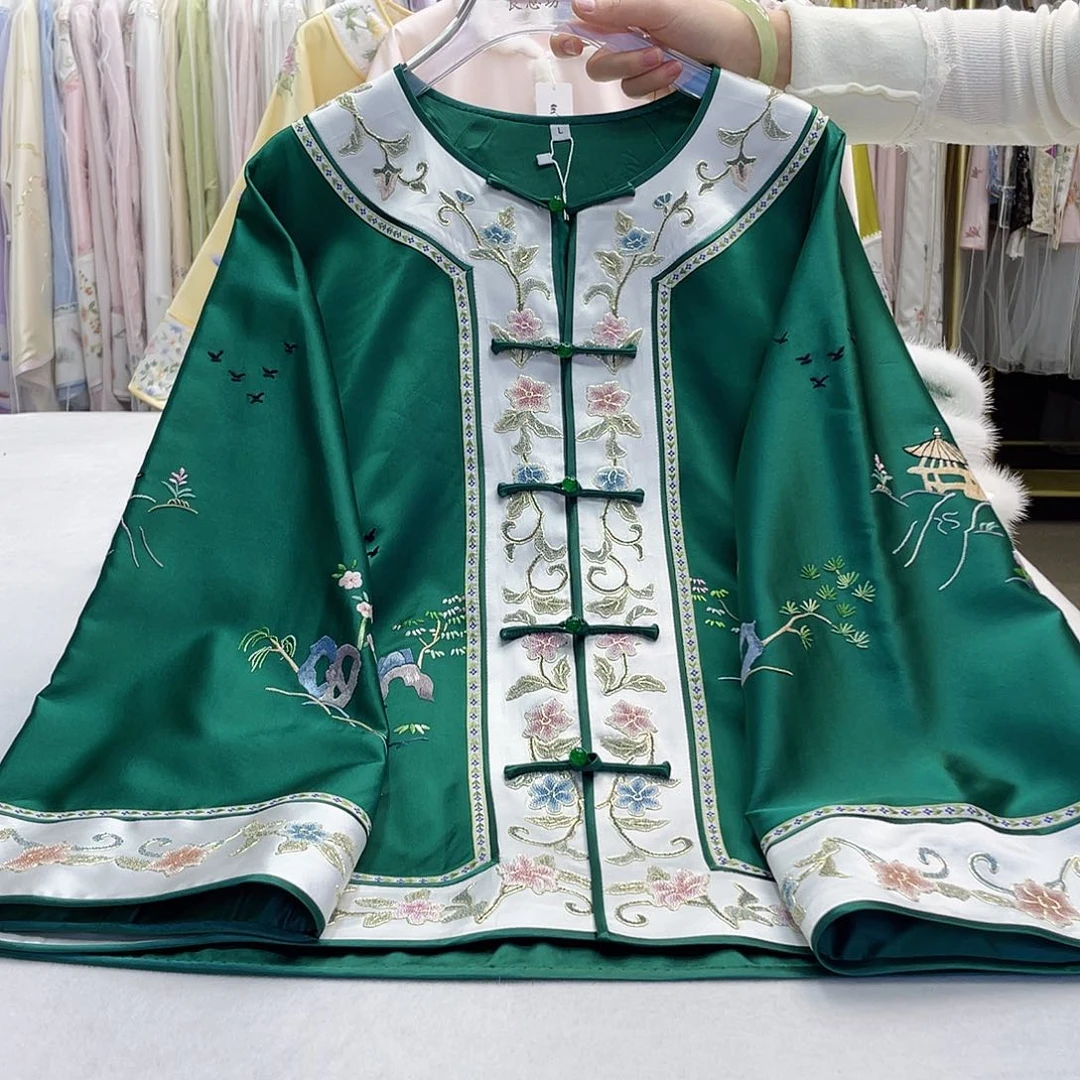 桑蚕丝对襟苏绣外套