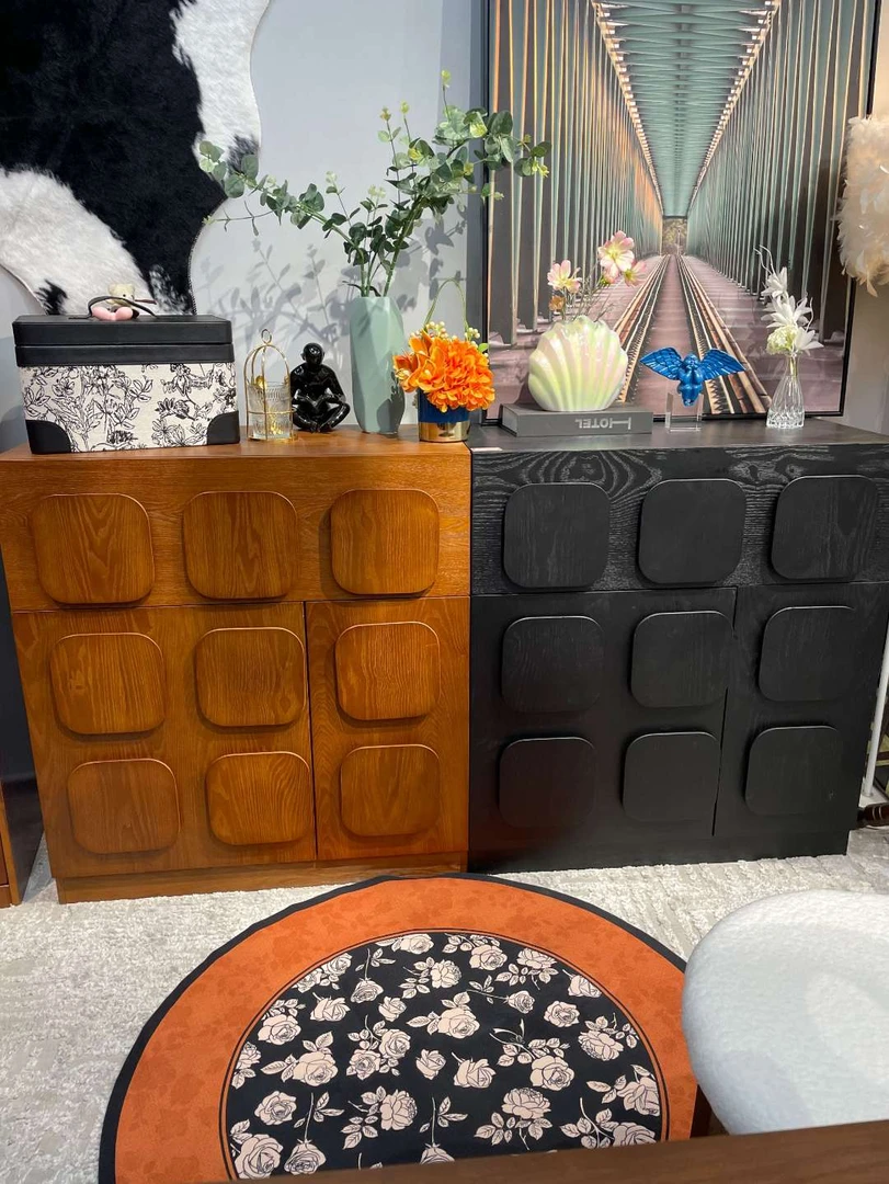 巧克力斗柜法式复古餐边柜储物柜客厅玄关柜抽屉开门中古风组合柜