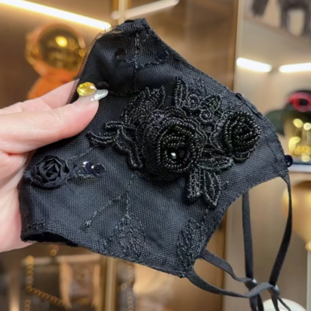 新款蕾丝刺绣重工口罩