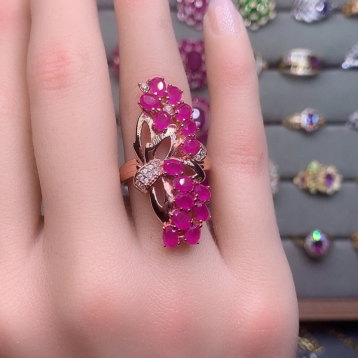 银S925镶嵌戒指红宝石