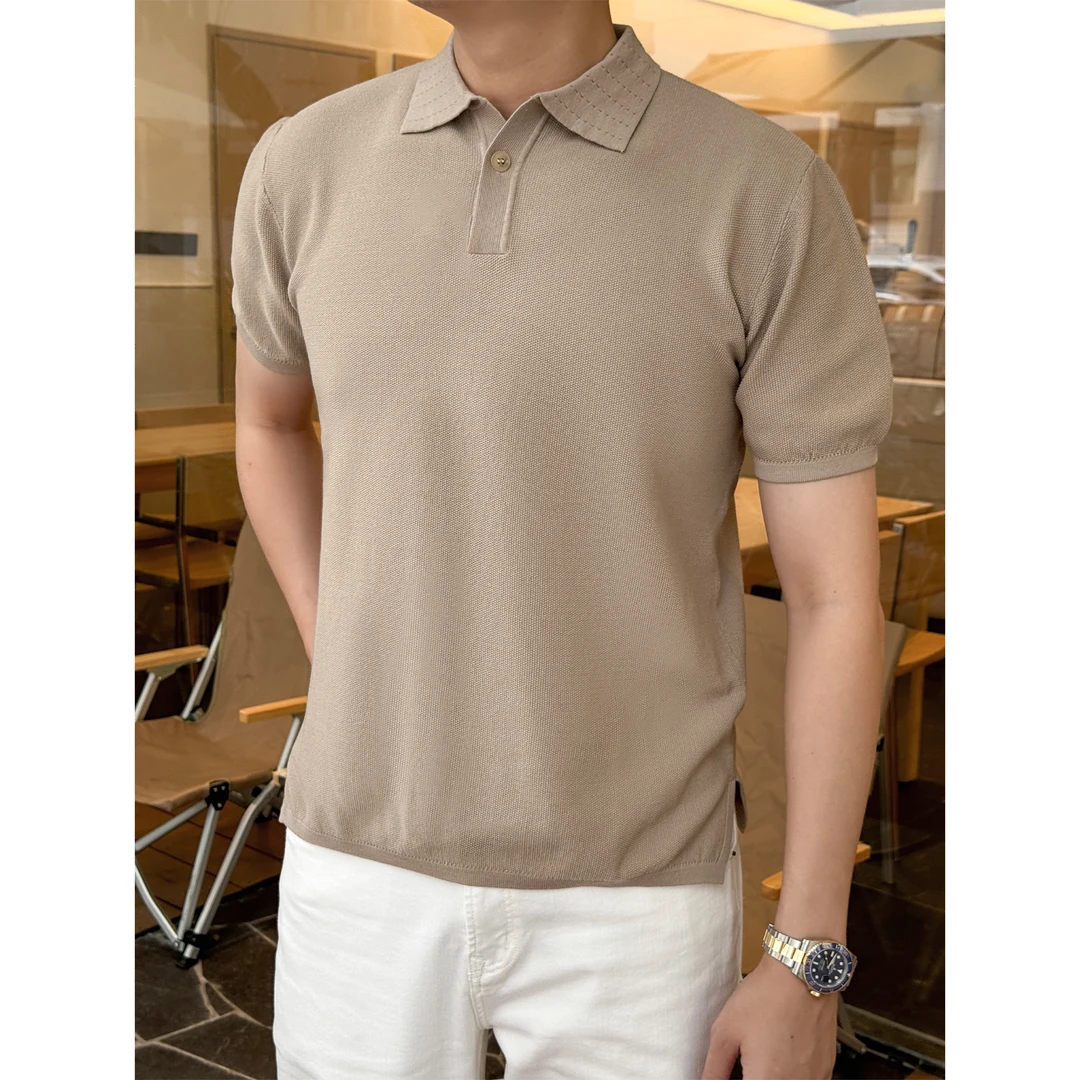 MR JIANYI春夏高档品质天丝混纺肌理polo衫时尚都市休闲短袖T恤男