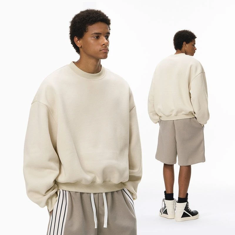 ChicSoso美式休闲加绒圆领弯刀袖卫衣秋美式复古男士灯芯绒卫衣