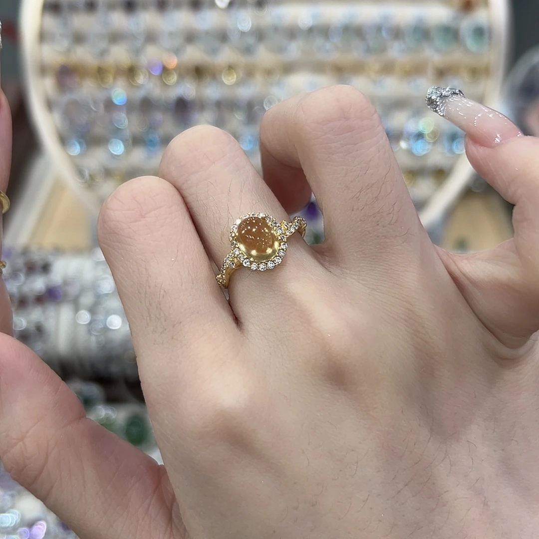 黄晶银S925镶嵌戒指