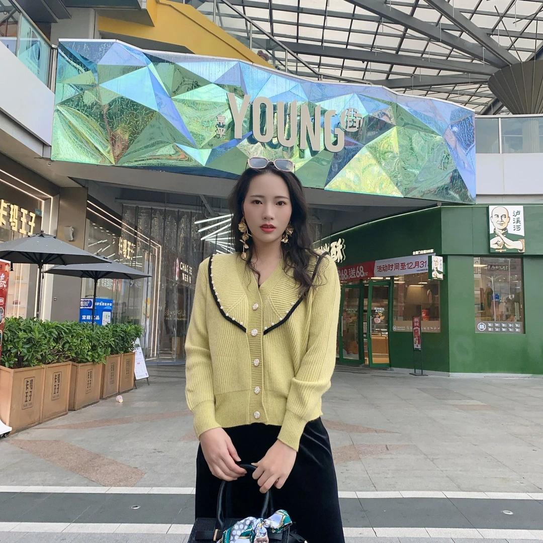 法式v领毛衣针织衫爆款时尚洋气潮冬季女  115