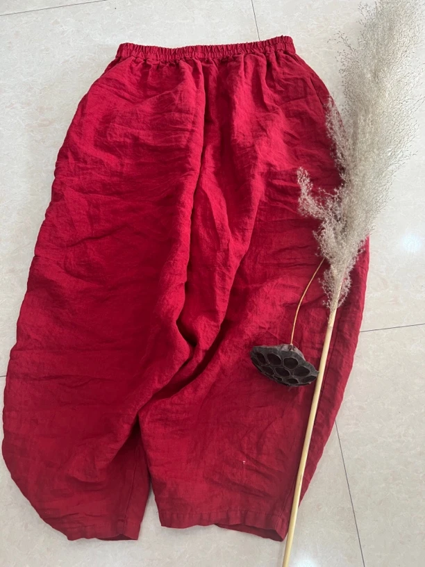 草木堂原创老爹弯刀亚麻裤