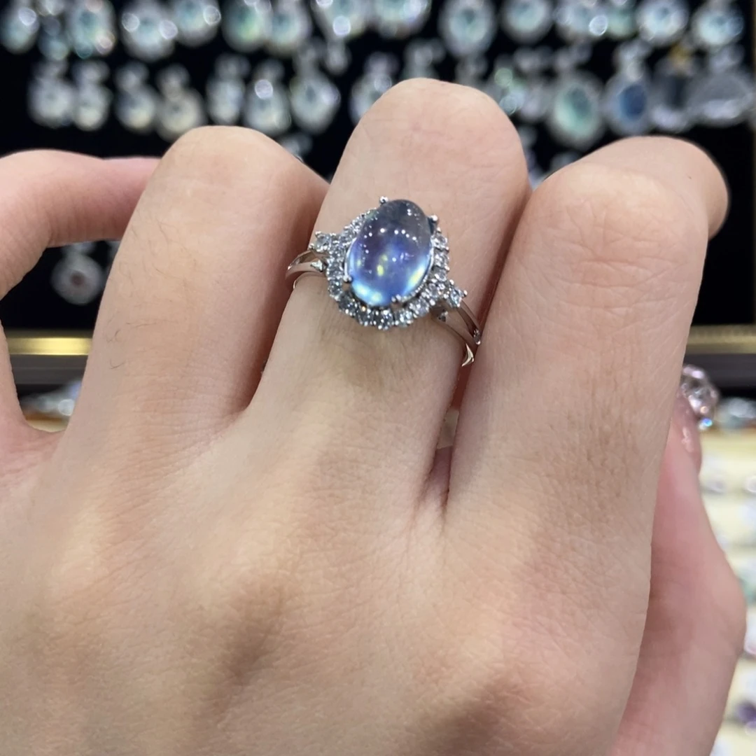 海蓝宝石银S925镶嵌戒圈