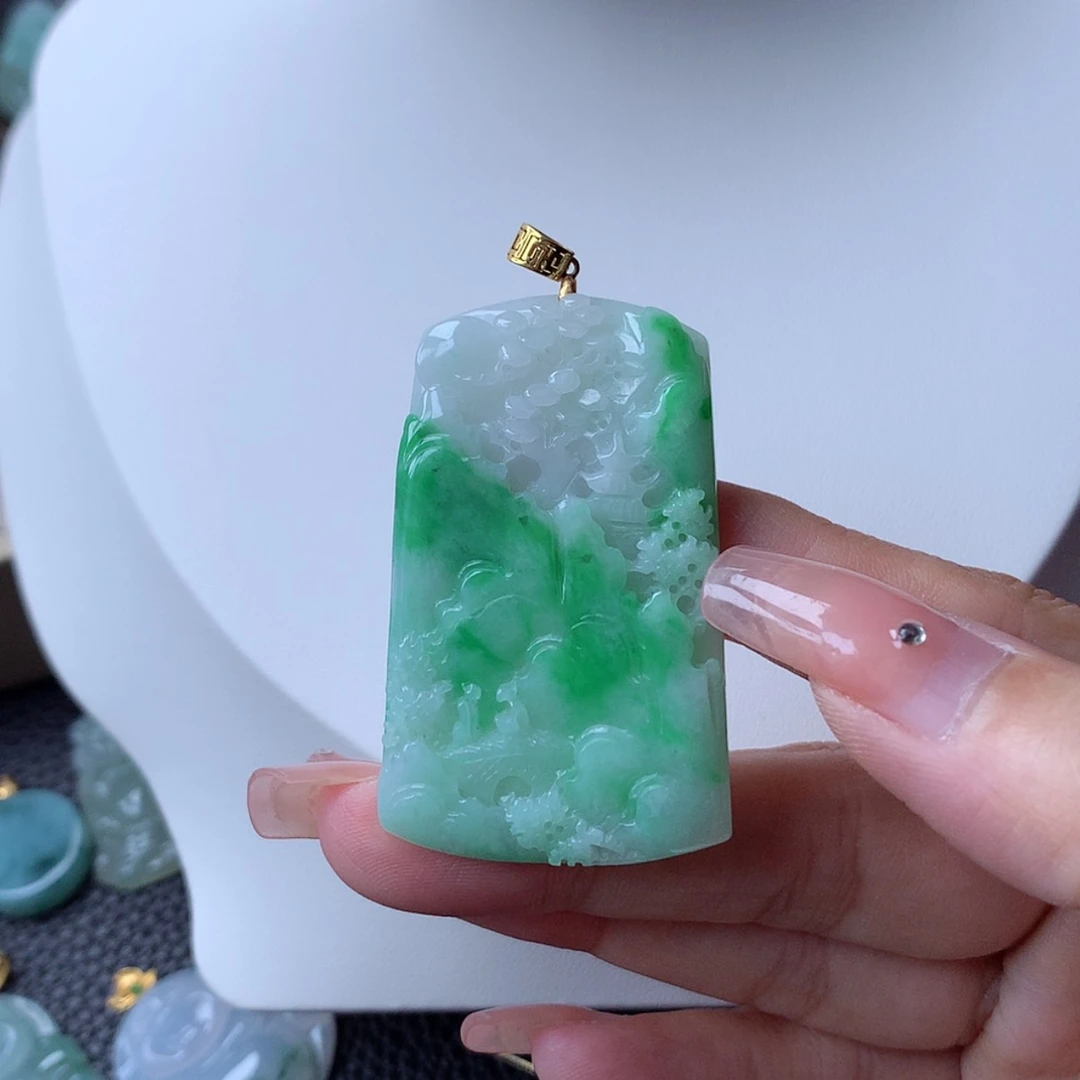 【闪购商品】翡翠18K金镶嵌吊坠(不含链)