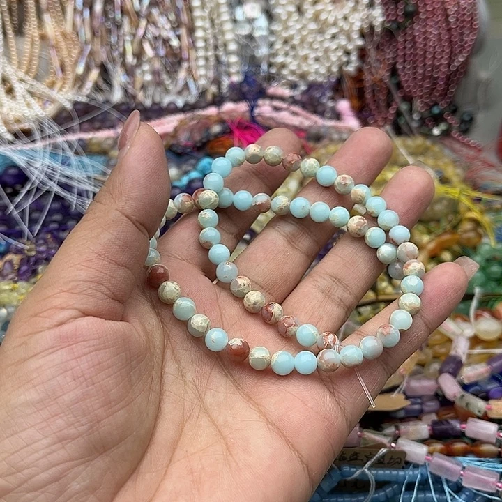 玛瑙/玉髓未镶嵌珠宝半成品一条6mm寿山石