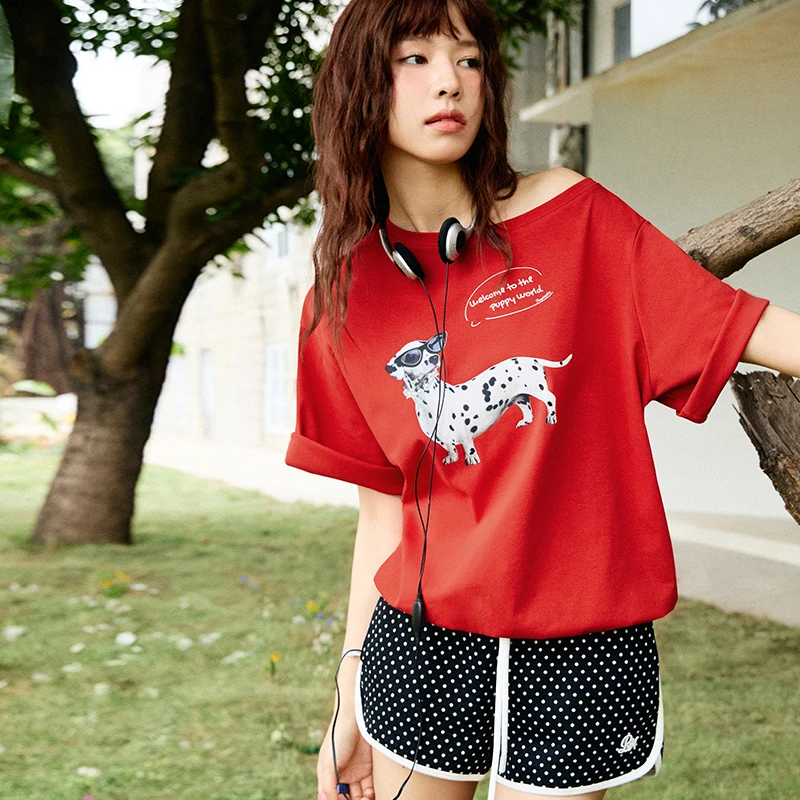 PINPINPLUS丨「小狗点子多」萌趣的斑点狗印花短袖T恤PABEA210007Z
