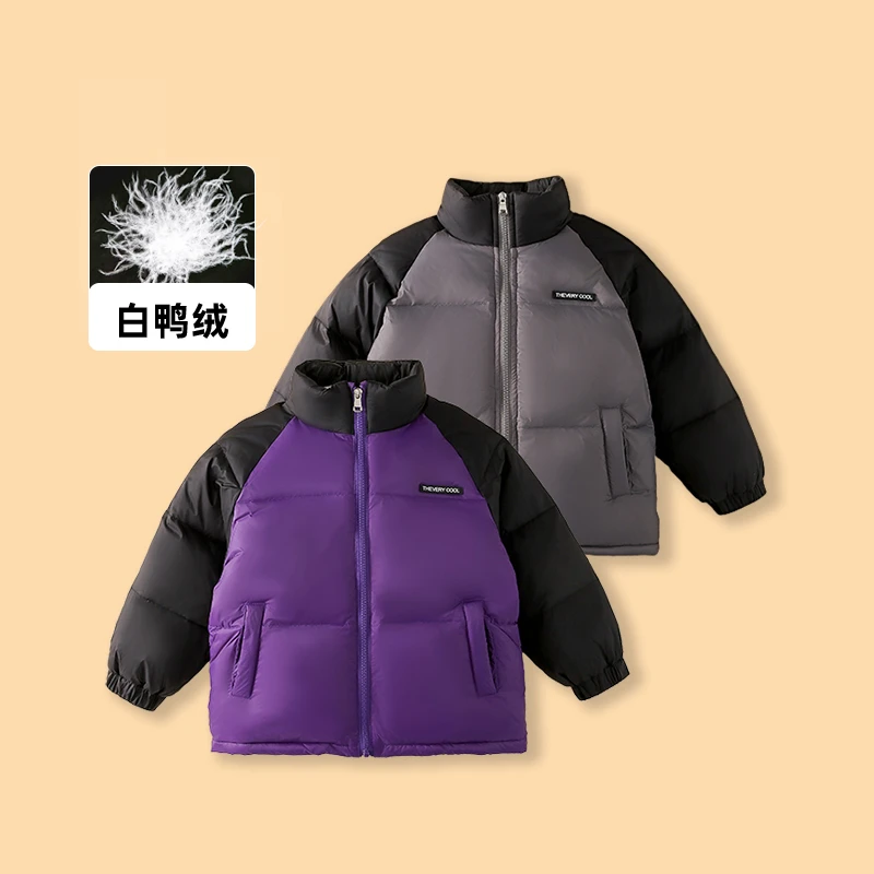 冬季男女童韩版立领撞色羽绒服新款中大童时尚外套MZA017-yz