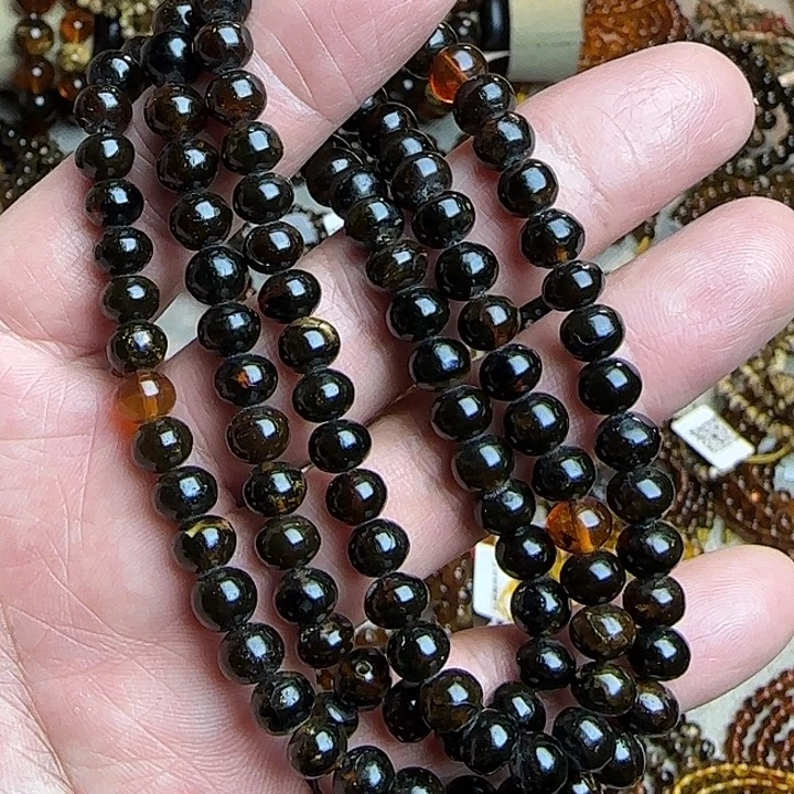 风***界琥珀未镶嵌颈饰抚顺翳珀7mm108