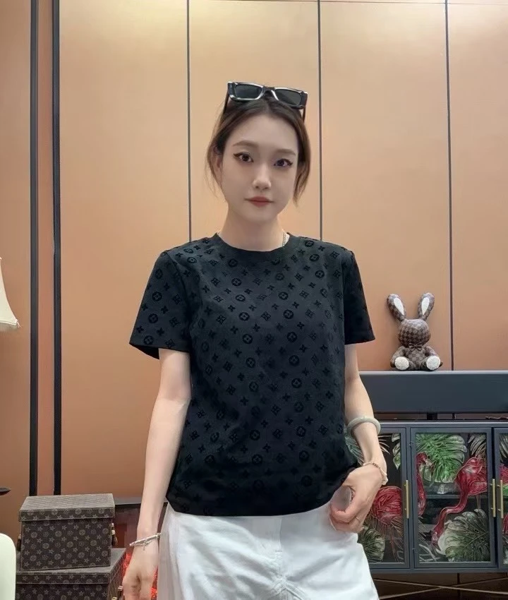 【青春花纹植绒】2025夏季新款植绒工艺潮牌男女同款短袖休闲百搭