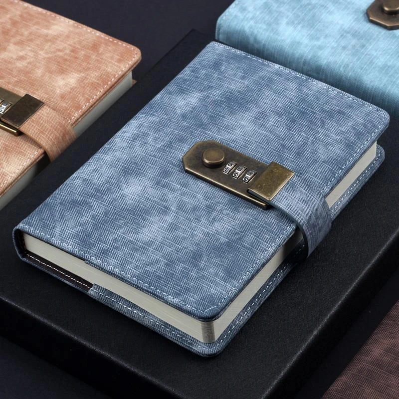 密码锁笔记本子加厚本子2024年新款带锁日记本成人男生简约记事本