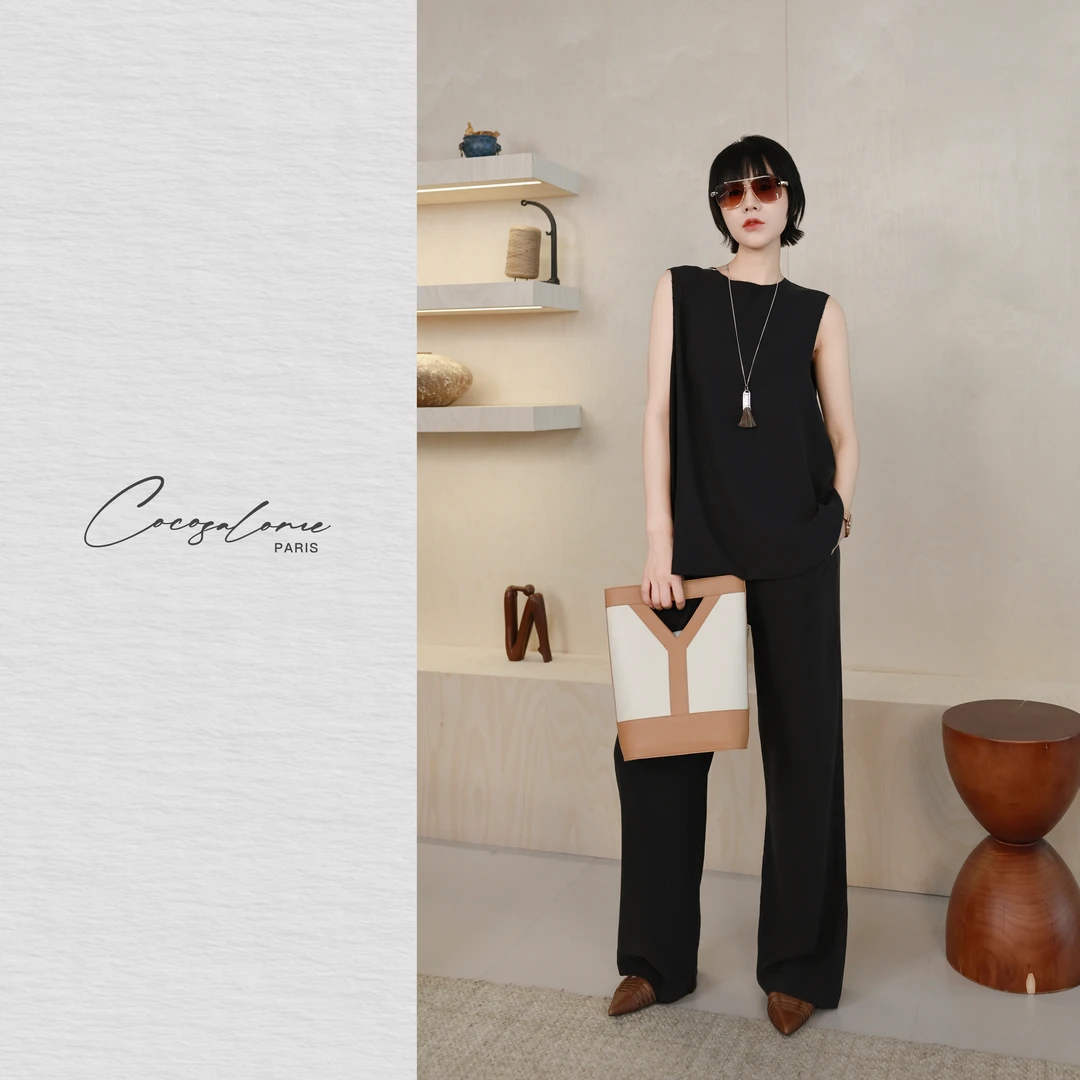 韩彬彬"山本组合"天丝+木棉亲肤简约百搭夏季多巴胺套装1720-1