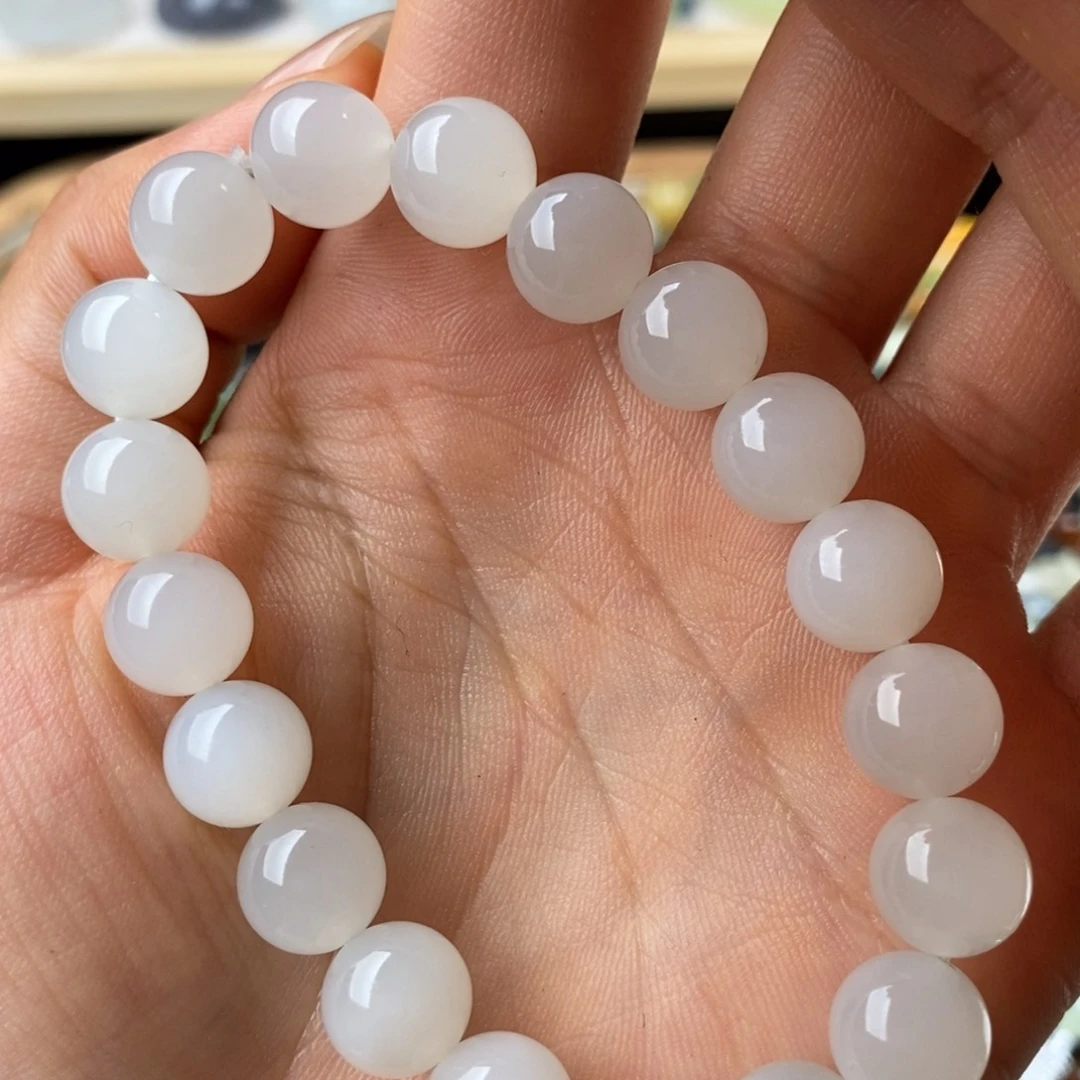手串未镶嵌和田玉白玉老料手串8mm