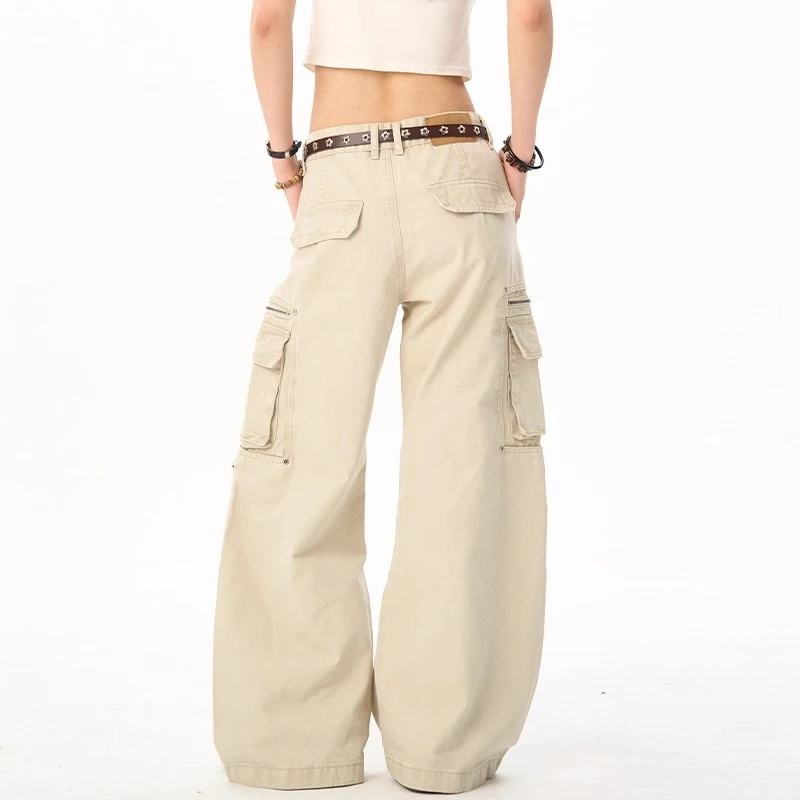 QIUYIDAODI工装裤口袋潮流做旧长裤多口袋休闲裤男宽松百搭男裤潮
