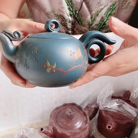 茶杯绿泥宜兴紫砂壶全手工制作