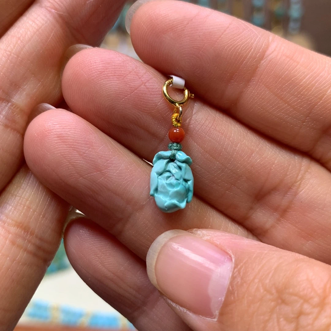 南红玛瑙银S925镀金镶嵌挂件