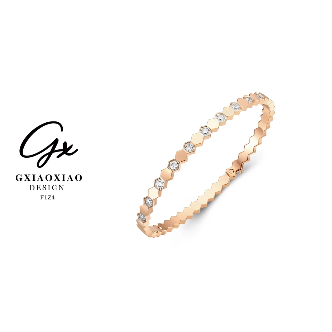 铜合金合成锆石手镯 【定制锆石版】轻奢气质百搭蜂巢手镯WZ1 WZ2