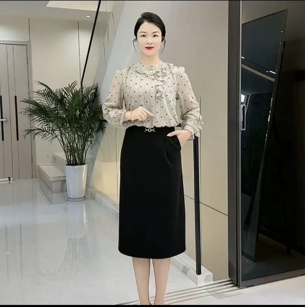 H128秋季新款时尚修身显瘦长袖连衣裙高端洋气减龄大气遮肚子藏肉